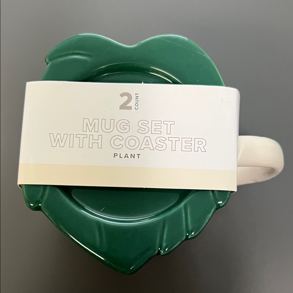 Green and White Plant Mug - Picture 2 of 4